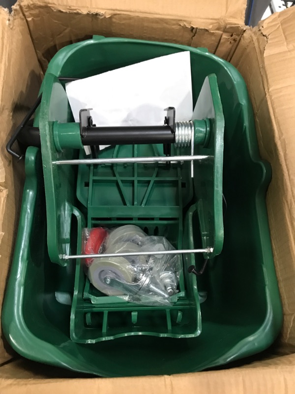 Photo 2 of Alpine Industries 36 Qt. Mop Bucket with Side Press Wringer in Green