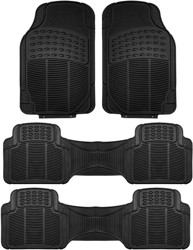 Photo 1 of Automotive Floor Mats Black ClimaProof for all weather protection Universal Fit for most Cars, SUVs, and Trucks (Trimmable Heavy Duty 3 Row 4pc Full Set) FH Group F11306BLACK-3ROW
