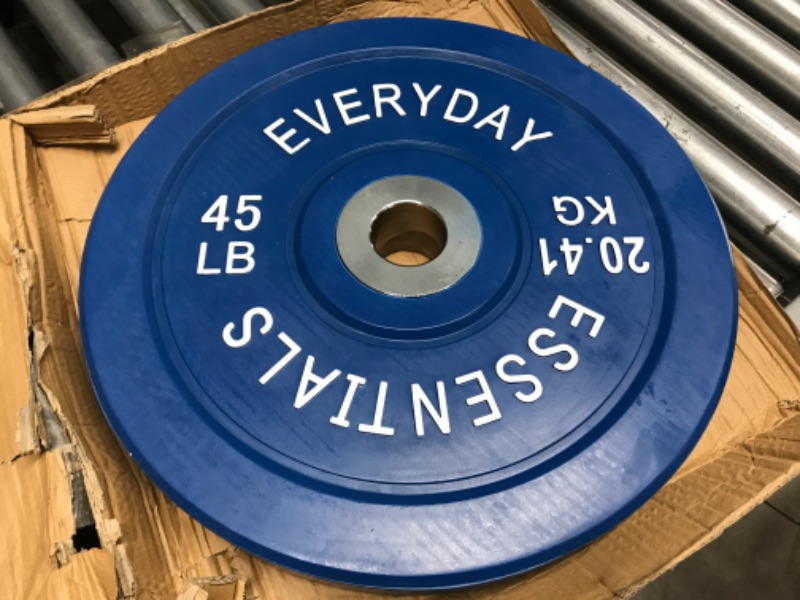 Photo 2 of Balancefrom Color Coded Olympic Bumper Plate Weight Plate W Steel Hub, 45 lbs (Single Plate)