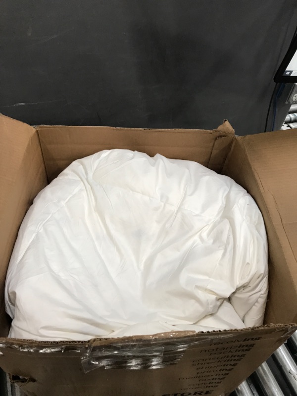 Photo 2 of (USED) Dafinner Feathers Down Comforter Duvet King - Geometric Grid Quilted Medium Warm Blanket, Lightweight Comforter Cooling Duvet Insert(106x90, White) King White / Lightweight