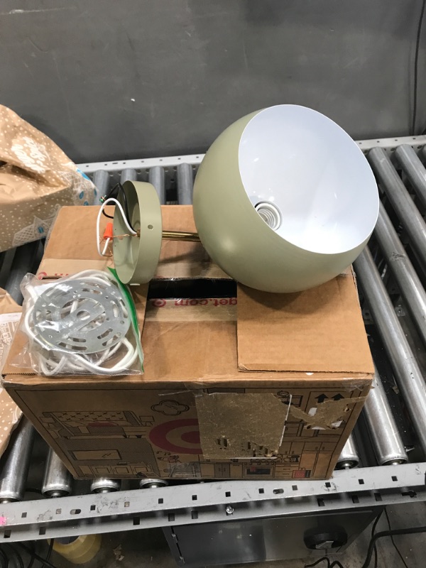 Photo 2 of (USED) Globe Electric Novogratz x 65866 Willow 1-Light Plug-in or Hardwire Wall Sconce, Sage Green, Matte Brass Accent Without Bulb Willow (Sage Green)