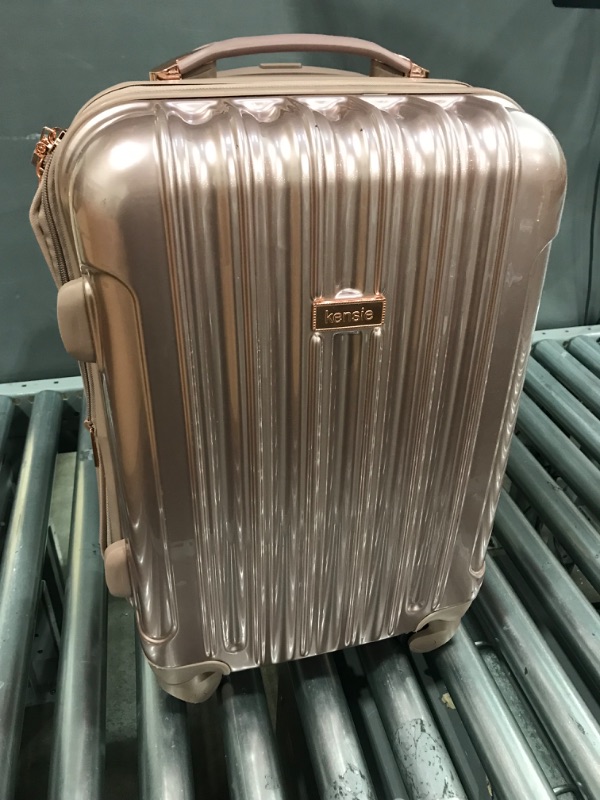 Photo 4 of (Major Damage) kensie Women's Alma Hardside Spinner Luggage, Rose Gold, Carry-On 20-Inch Carry-On 20-Inch Rose Gold