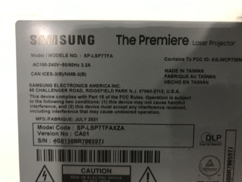 Photo 4 of (PARTS ONLY)Samsung SP-LSP7T 120" The Premiere 4K Smart Laser Short-Throw Projector