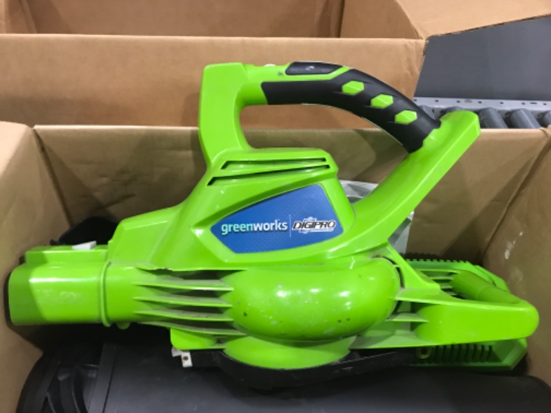 Photo 2 of (Used) Greenworks 40V (185 MPH/340 CFM) Brushless Cordless Leaf Blower / Vacuum, Tool Only 24312,Green/Black

