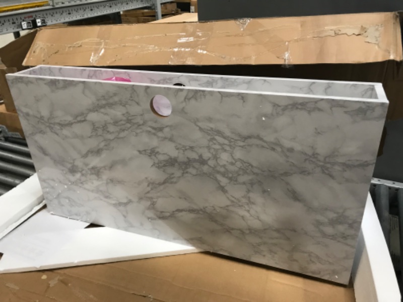 Photo 2 of Athena Computer Desk with Storage Marble White - Novogratz