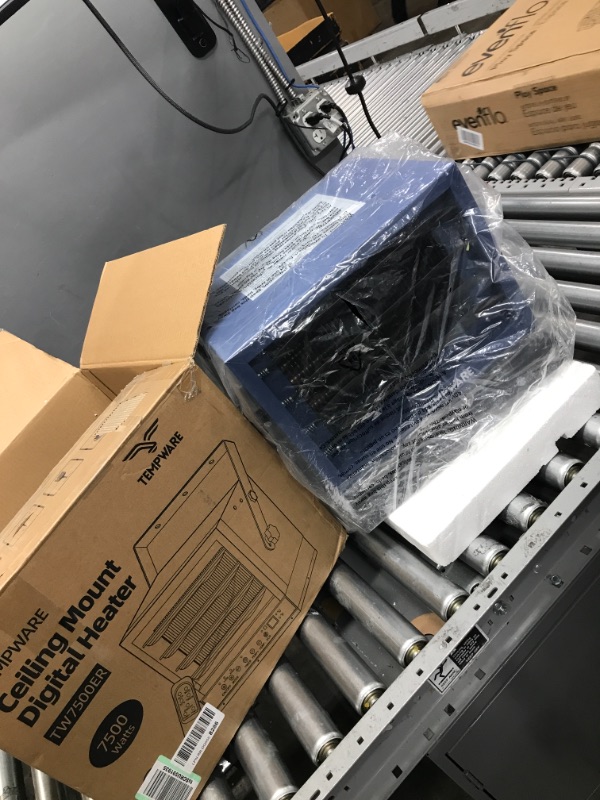 Photo 1 of TEMPWARE Electric Garage Heater, 7500-Watt Digital Fan-Forced Ceiling Mount Shop Heater with Full-Function Remote, 240-Volt Hardwired Heater with 12-Hour Timer, Ideal for Workshop