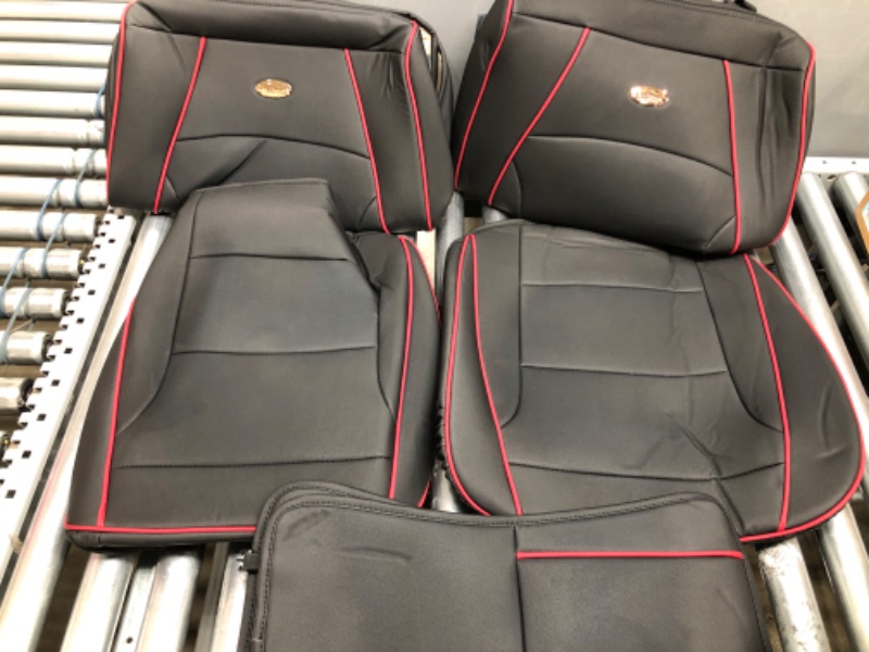 Photo 2 of FH Group Car Seat Covers Front Set Black Red Trim Faux Leather Seat Cushions - Car Seat Covers for Low Back Seat, Universal Fit, Automotive Seat Covers, Airbag Compatible Car Seat Cover for SUV, Sedan BLACKREDTRIM Front Set