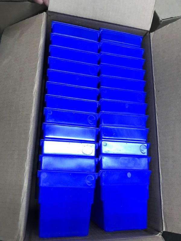 Photo 1 of Akro-Mils 30120 Plastic Nesting Shelf Bin Storage Box, 12" x 4" x 4" – Blue – Set of 24