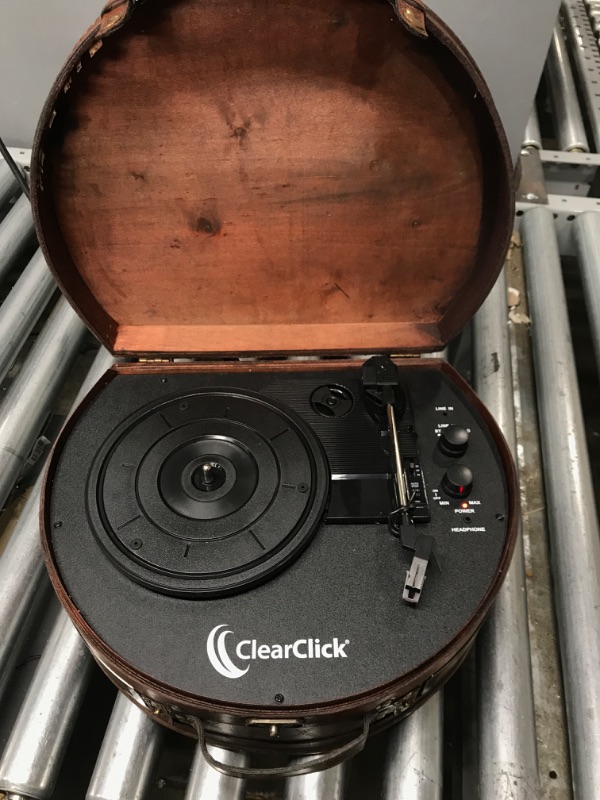 Photo 2 of ClearClick Vintage Suitcase Turntable with Bluetooth & USB - Classic Wooden Retro Style (Tested)