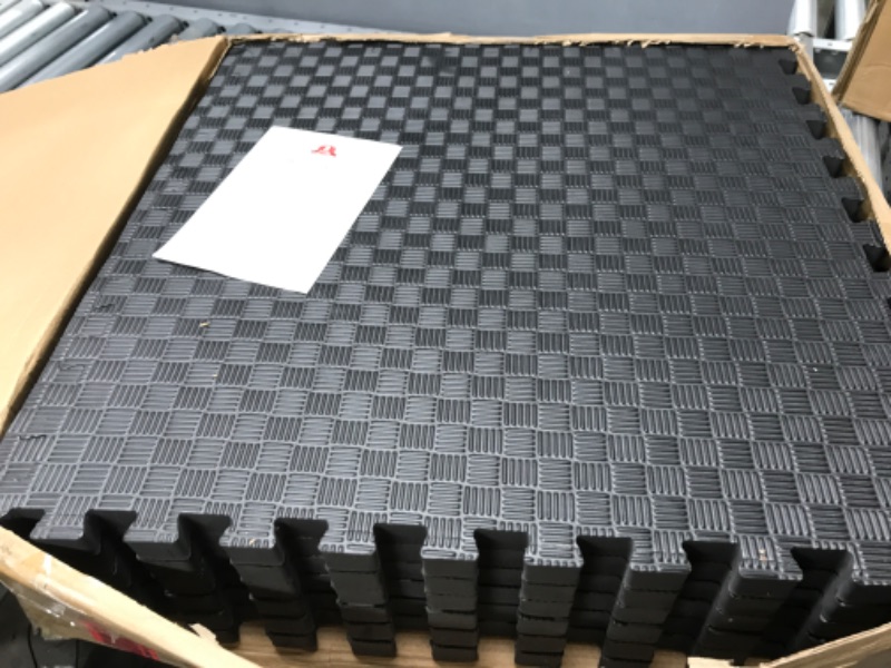 Photo 2 of Balancefrom 1" Extra Thick Puzzle Exercise Mat with Eva Foam Interlocking Tiles for MMA, Exercise, Gymnastics and Home Gym, Black