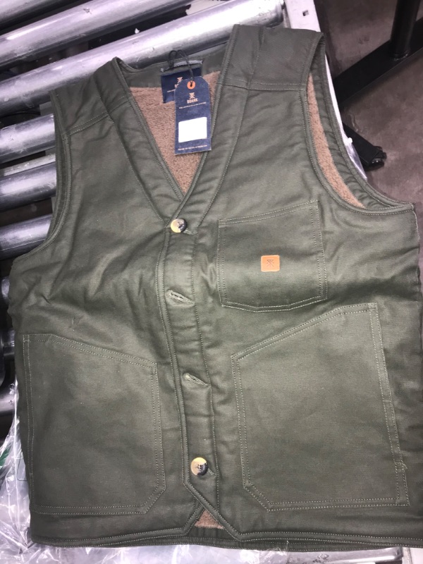 Photo 2 of ROARK Mens Gerry's Sherpa Lined Wax Vest, Warm Layering Piece, Size Small