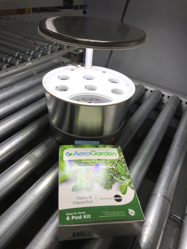 Photo 2 of AeroGarden Harvest Elite 360 with Gourmet Herb Seed Pod Kit - Hydroponic Indoor Garden, Stainless Steel