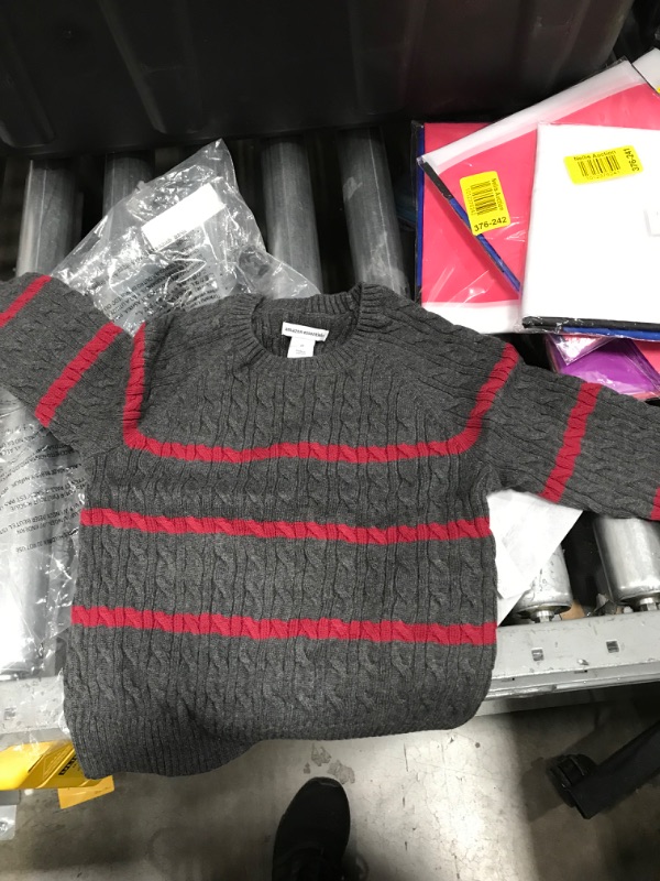 Photo 3 of Amazon Essentials Boys and Toddlers' Pullover Crewneck Sweater 2T Charcoal Heather, Stripe