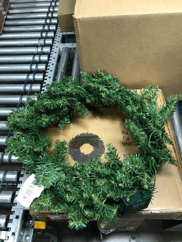 Photo 2 of 24" Norway Spruce Christmas Wreath w/50 Warm White LED Lights, Battery-Operated, No Timer