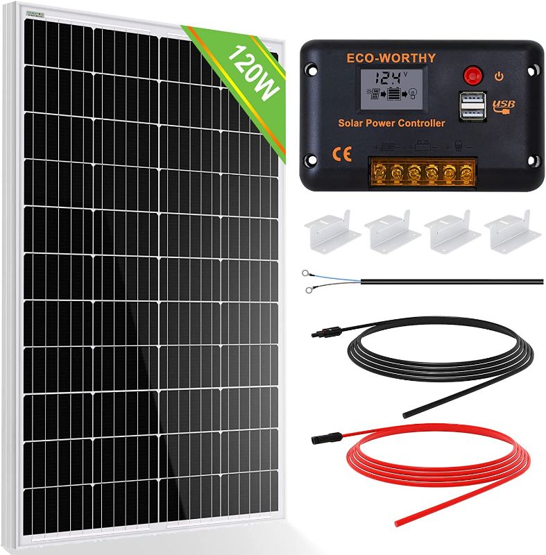 Photo 1 of *** INCOMPLETE ***
ECO-WORTHY 120W Solar Panel Kit Off-Grid System: 120W 12V Monocrystalline Solar Panel with 30A Charge Controller + Solar Cables + Tray Cables + Mounting Brackets for Motorhome RV Boat Shed Camping