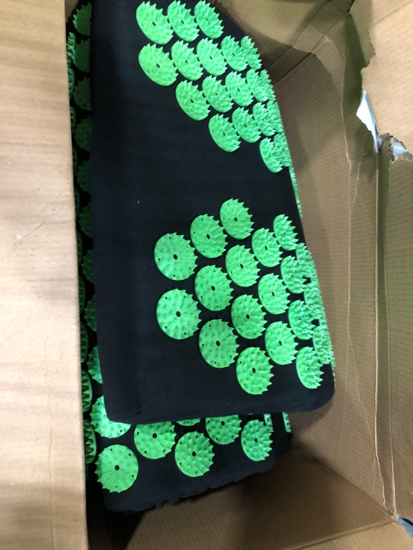 Photo 2 of Acupressure Mat and Pillow Set with Carrying Bag - Acupuncture Mat for Neck & Back Pain Relief - Foot Manual Massager - Naturally Relaxation Gift - Stress Relief Massage Mat (Black&Green) Multi-colored