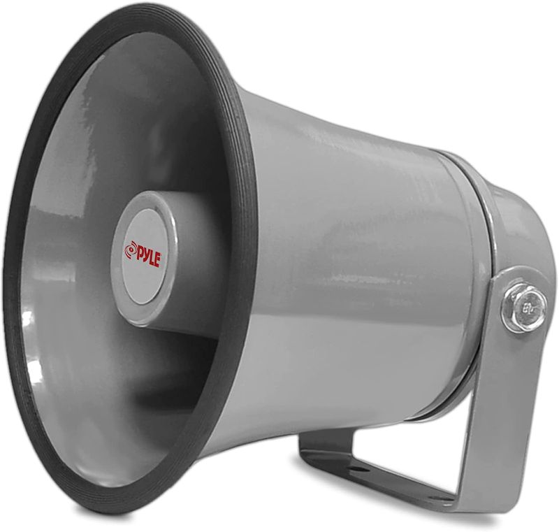 Photo 1 of Indoor / Outdoor PA Horn Speaker - 8.1” Portable PA Speaker with 8 Ohms Impedance & 50 Watts Peak Power - Mounting Bracket & Hardware Included - Pyle PHSP8K