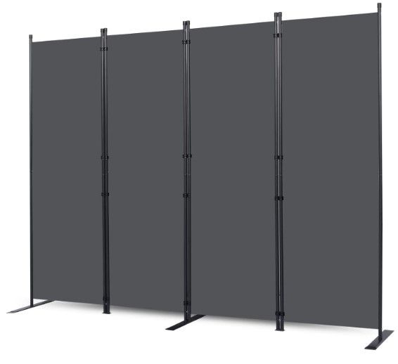 Photo 1 of *Stock photo for reference* CHOSENM Room Divider, 4 Panel Folding Privacy Screens with Wider Support Feet, 6 Ft Portable Room Partition for Room Separator, 88" W X 71" H, Grey
