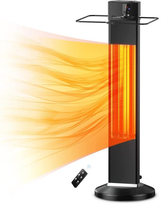 Photo 1 of *Major damage/Parts only/not tested* Outdoor Patio Heater?Quiet Electric Space Heater with Remote? Patio Heater,500/1000/1500W Infrared Heater?IPX5 Waterproof Tower, Anti-Dumping,Infrared heater Bedroom, Living Room and Garage use
