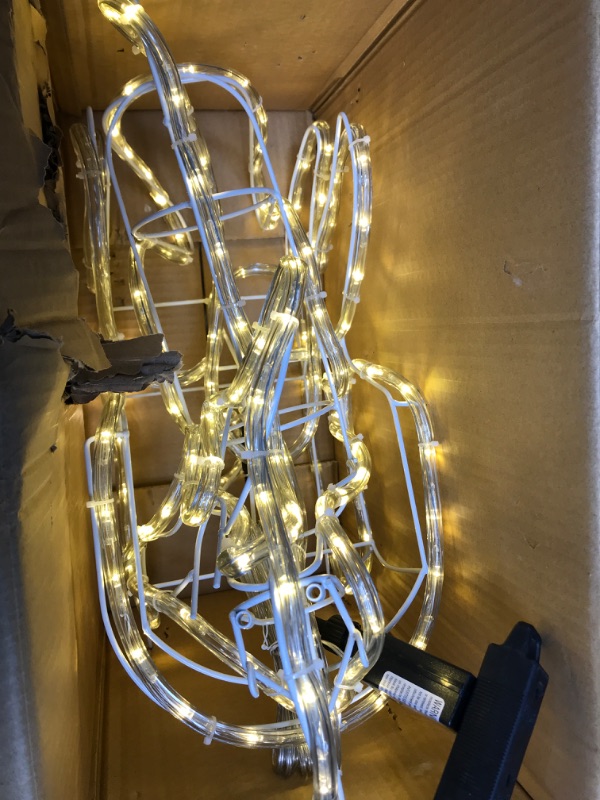 Photo 2 of *TESTED* Reindeer Sleigh Lights Outdoor Christmas Decoration, 192 LED 3D Reindeer with Santa' Sleigh Mains Powered, 2700K Warm White Christmas Deer Sled Display Lights for Yard Lawn Porch Patio Decor
