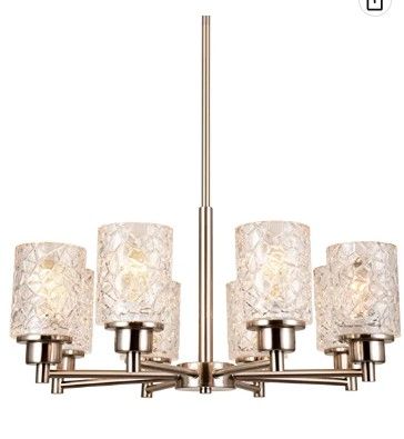 Photo 1 of Alice House 24" Dining Room Chandeliers , 8-Light Brushed Nickel Contemporary Light Fixture for Foyer, Entryway, Bedroom and Living Room AL9082-H8
