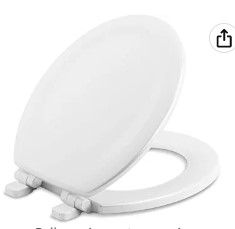 Photo 1 of **MISSING HARDWARE**  KOHLER Stonewood® Quiet-Close™ Round-front, Slow-Close, Wood, White toilet seat, K-20467-0, White
