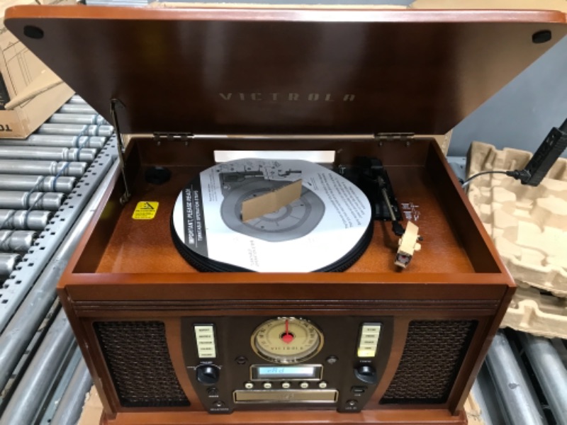 Photo 4 of Victrola VTA-750B Aviator Wooden 7-in-1 Nostalgic Record Player with Bluetooth and Digital CD Encoding