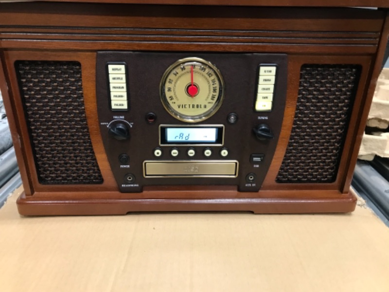 Photo 2 of Victrola VTA-750B Aviator Wooden 7-in-1 Nostalgic Record Player with Bluetooth and Digital CD Encoding