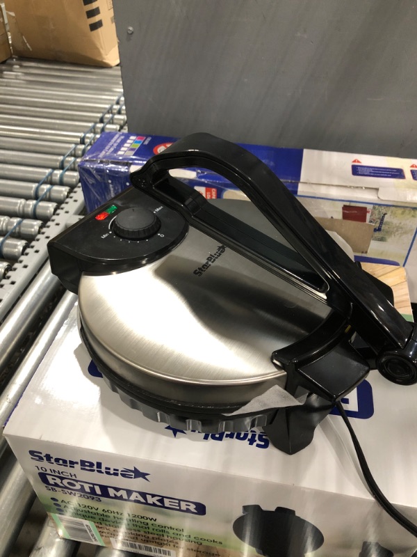 Photo 2 of 10inch Roti Maker by StarBlue with FREE Roti Warmer - The automatic Stainless Steel Non-Stick Electric machine to make Indian style Chapati, Tortilla, Roti AC 110V 50/60Hz 1200W