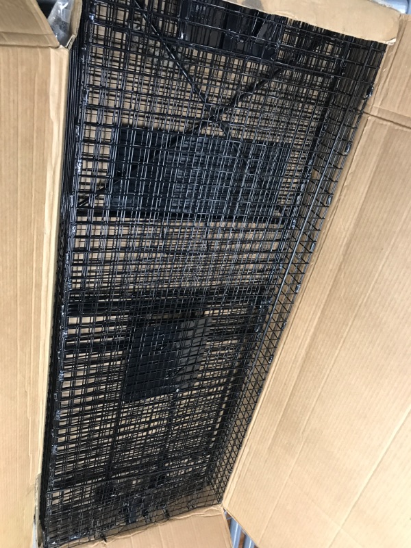 Photo 2 of *Used-A Little Rust/Still Functional* Humane Way Folding 50 Inch Live Humane Animal Trap - Safe Traps for All Animals - Dogs, Raccoons, Cats, Groundhogs, Opossums, Coyote, Bobcat - 50"x20"x26"