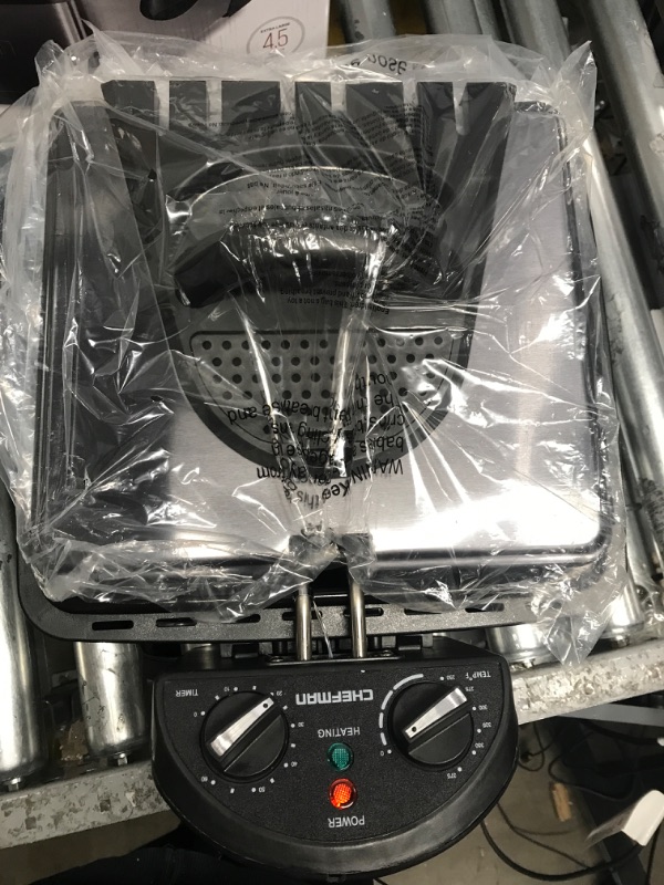 Photo 1 of *Tested* Chefman Deep Fryer with Basket Strainer, 4.5 Liter XL Jumbo Size Adjustable Temperature & Timer, Perfect Chicken, Shrimp, French Fries, Chips & More, Removable Oil Container, Black Black Stainless Steel