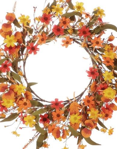 Photo 1 of 
Fall Floral Wreath,Autumn Wreath for Front Door Orange Yellow Red Daisy Flower Wreath Artificial Wreath for Home Farmhouse Decor and Thanksgiving Day...
