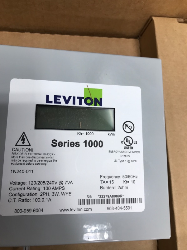 Photo 2 of 
Leviton 1K240-1SW Series 1000 120/240V 100A 1P3W Indoor Kit with 2 Solid Core CTs