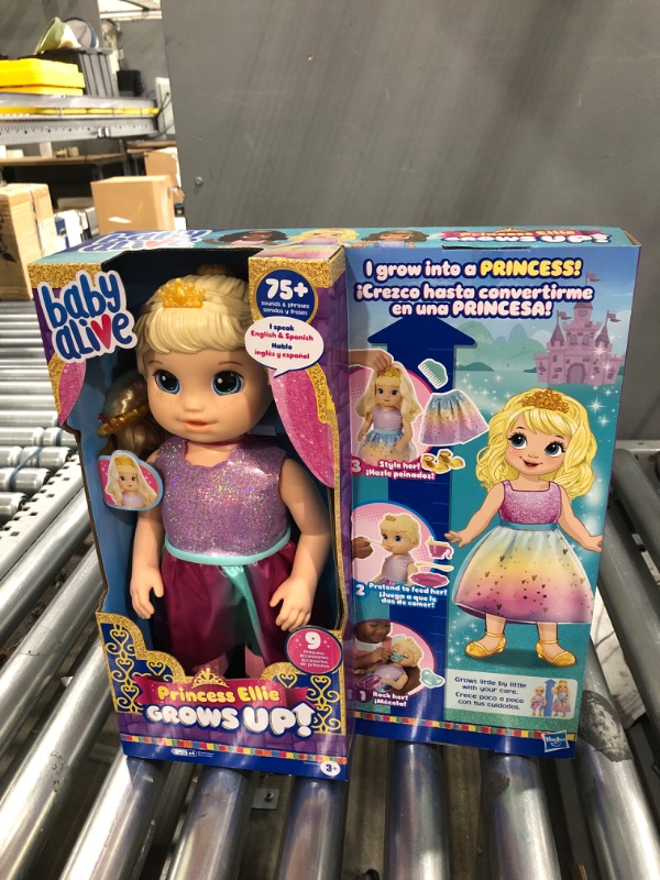 Photo 2 of Baby Alive Princess Ellie Grows Up! Interactive Baby Doll with Accessories, Talking Baby Dolls, Toys for 3 Year Old Girls and Boys and Up, Blonde Hair, 18-Inch