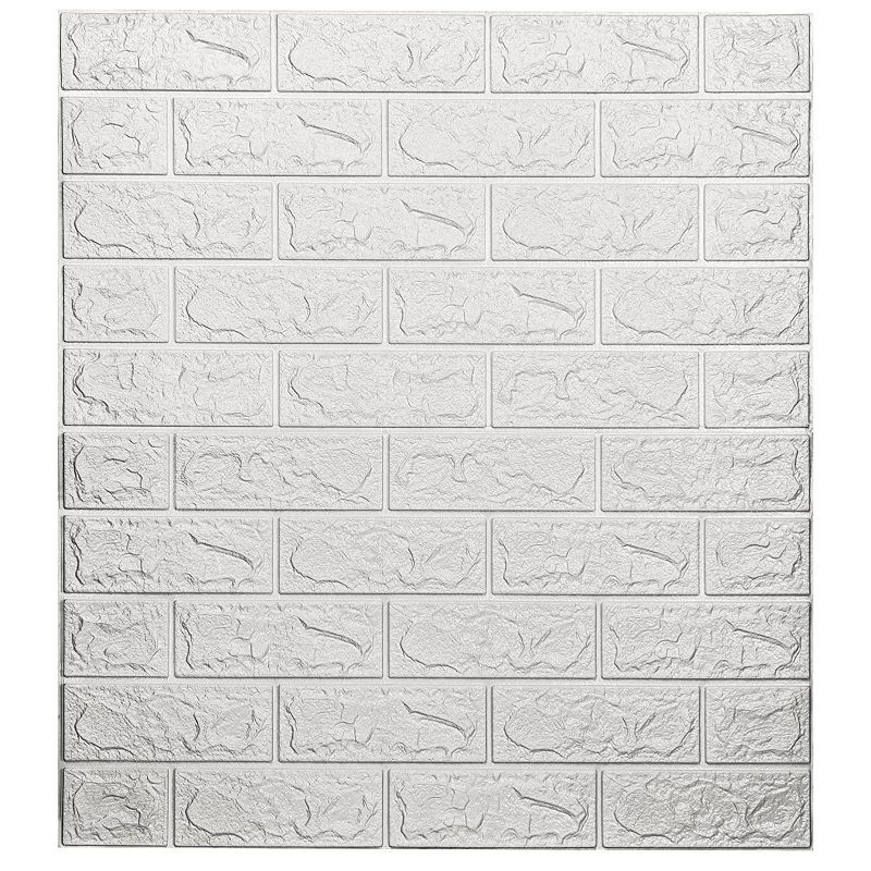 Photo 1 of 10-Pack 57.5 Sq.Ft Faux Brick Panels 3D for Wall Décor Peel and Stick in White
