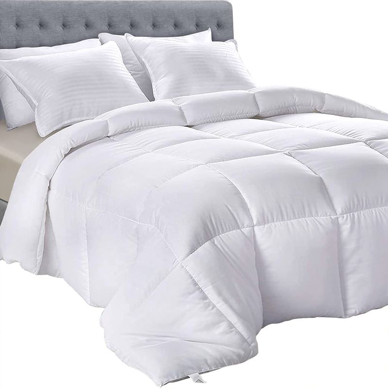 Photo 1 of  Bedding Down Alternative Comforter (cali King, White) - All Season Comforter - Plush Siliconized Fiberfill Duvet Insert - Box Stitched