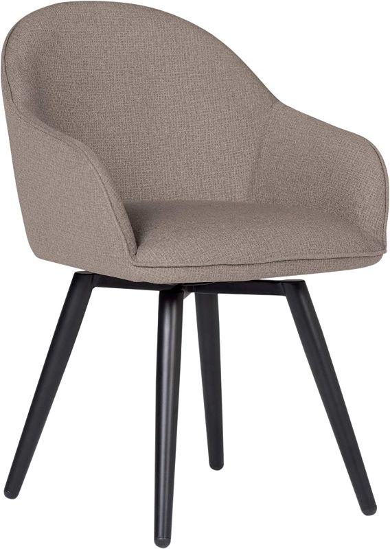 Photo 1 of  Upholstered Swivel Dining/Office Accent Chair with Arms and Metal Legs, H, Camel Beige
