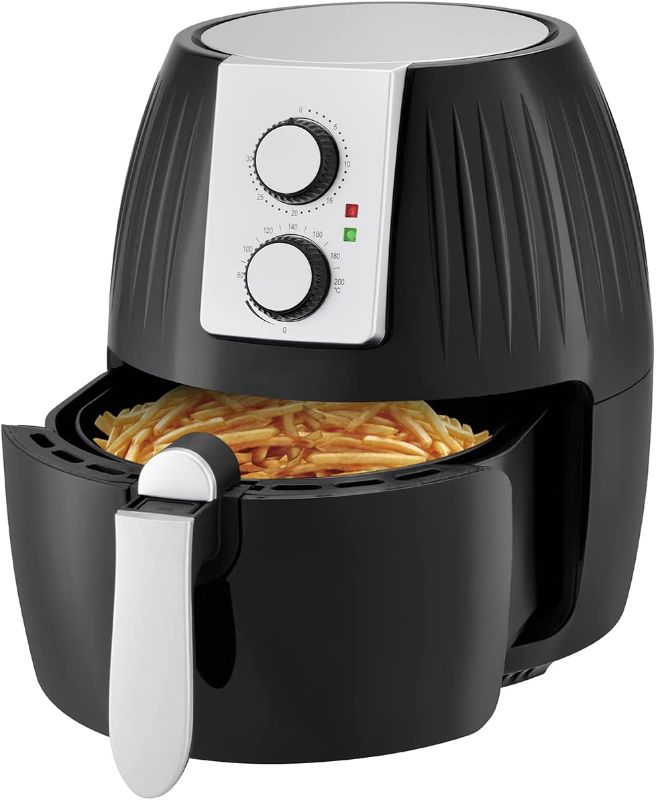 Photo 1 of  Air Fryer Oven Cooker with Temperature Control 5 Quart ETL Certified 360°Rapid Air Heating Circulation Non-Stick Fry Basket Recipe Guide + Auto Shut Off Feature Designed for Household Use Cook French Fries Chips Pizza Beef Pork Black
