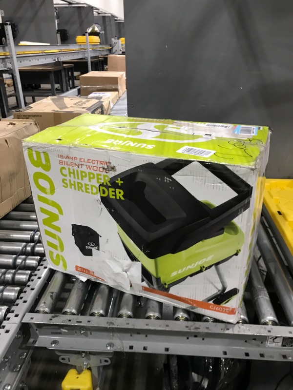 Photo 1 of Sun Joe CJ603E 15-Amp 1.7-Inch Cutting Diameter Electric Silent Wood Chipper/Shredder, green