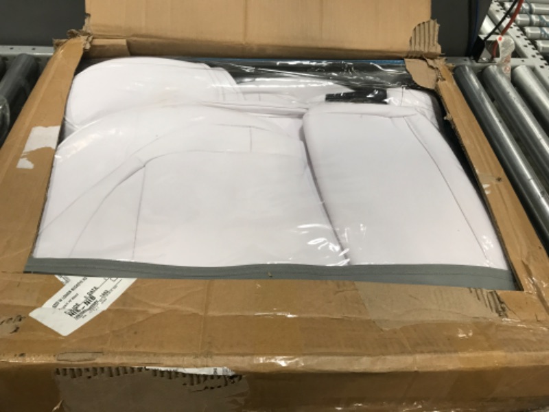 Photo 1 of SanQing Car Seat Covers for Tesla Model Y Full Set PU Leather Car Seat Cover Cushion Fit for Model Y 2017-2021 Customized Full Set (White, Model Y) Model Y White