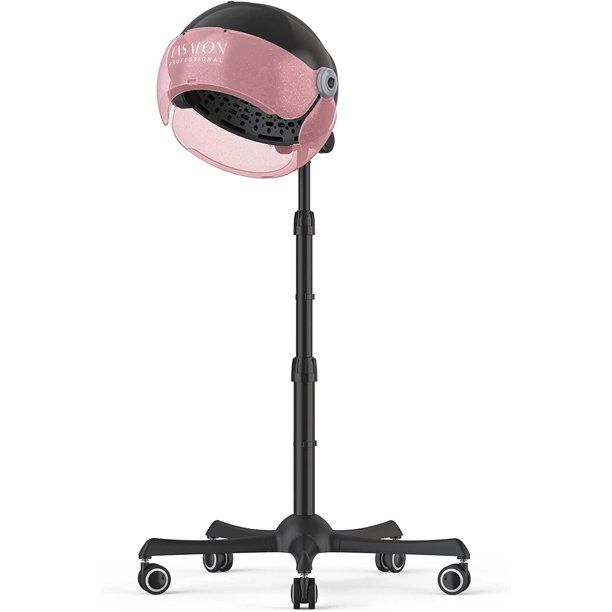 Photo 1 of FLYKEE Ionic Hooded Hair Dryer, 1875W Professional Adjustable Standing Hair Dryer Bonnet with 3 Temperature Settings, Sit Under Hair Dryer for Home, Auto Salon Dryer with Rolling Wheels & Timer, Pink
