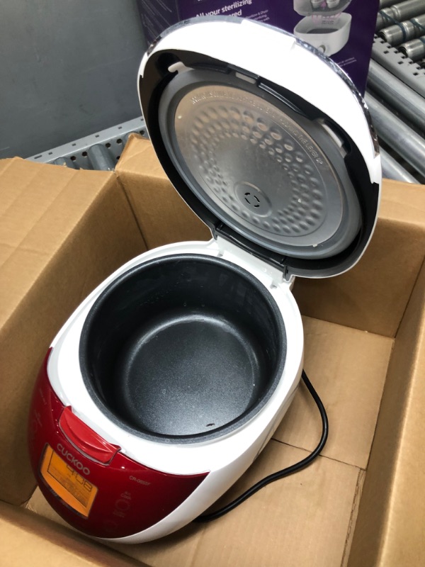 Photo 5 of CUCKOO CR-0655F | 6-Cup (Uncooked) Micom Rice Cooker | 12 Menu Options: White Rice, Brown Rice & More, Nonstick Inner Pot, Designed in Korea | Red/White