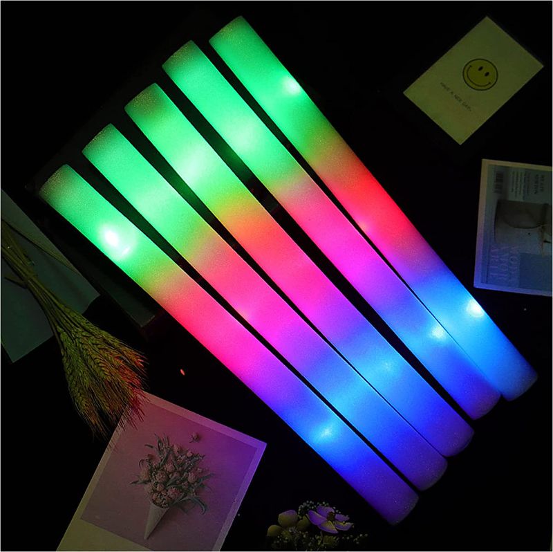 Photo 1 of 45 Pack 18" LED Foam Stick Glow Sticks with 3 Modes Blink Effect Color Lights for Wedding, Carnival, Concert, Halloween (Color)
