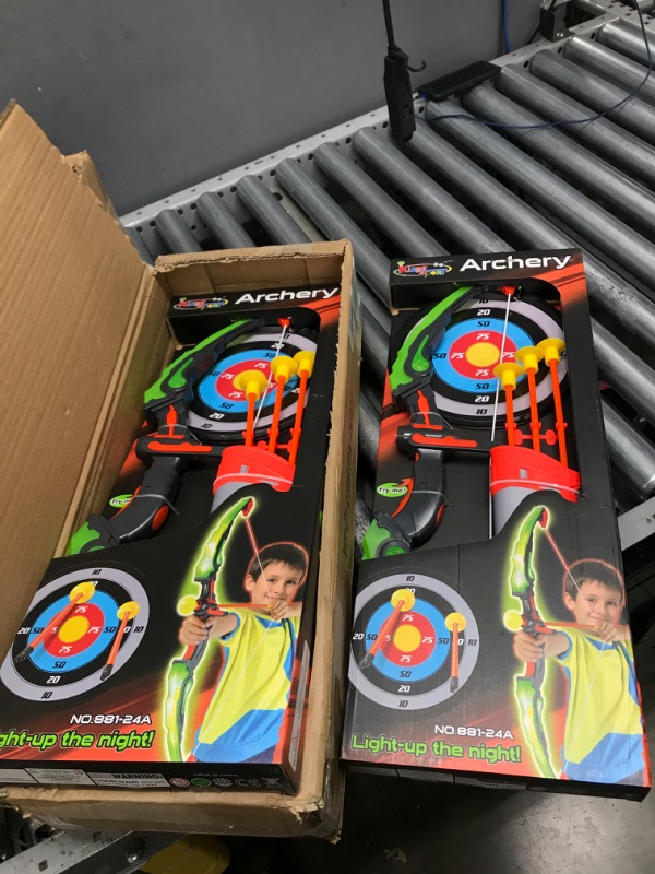 Photo 2 of Bow and Arrow for Kids, Kids Archery Set with Light-up LED Includes Arrows, Target & Quiver, Indoor & Outdoor Kids Archery Boys Toys Gifts for 3 4 5 6 7 8-12 Years Old Boys Girls
