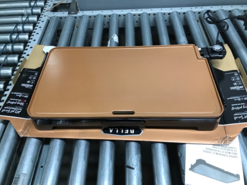 Photo 5 of ***TESTED WORKING*** Bella Copper Titanium XL 12" x 22" Griddle ***DAMAGE PLEASE SEE LISTING***