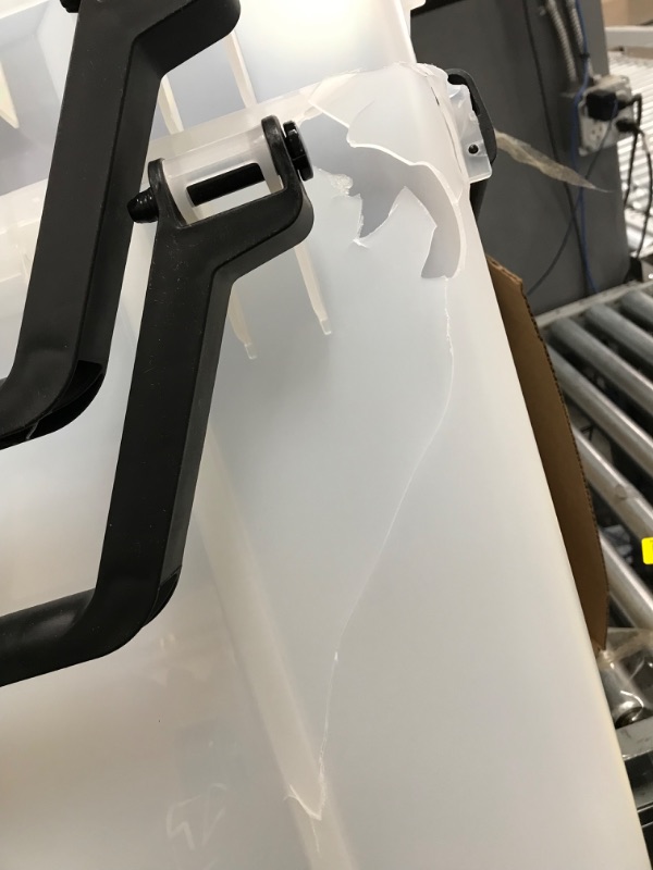 Photo 3 of IRIS USA 103 Quart WEATHERPRO Plastic Storage Box with Durable Lid and Seal and Secure Latching Buckles, Weathertight, Clear with Black Buckles, 2 Pack 103 Qt. -2 Pack