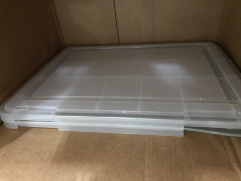 Photo 1 of IRIS USA 103 Quart WEATHERPRO Plastic Storage Box with Durable Lid and Seal and Secure Latching Buckles, Weathertight, Clear with Black Buckles, 2 Pack 103 Qt. -2 Pack