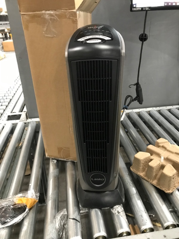 Photo 4 of Lasko Oscillating Ceramic Tower Space Heater for Home with Adjustable Thermostat, Timer and Remote Control, 22.5 Inches, Grey/Black, 1500W, 751320