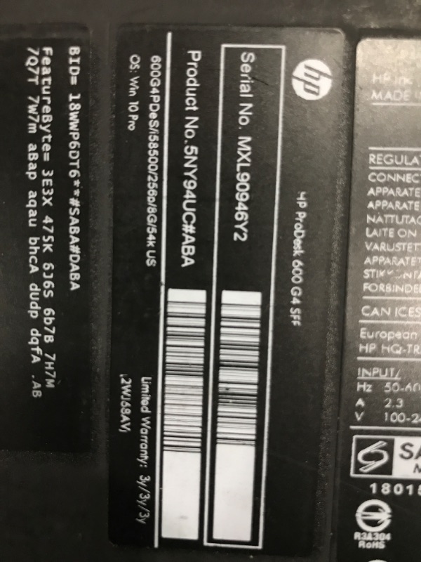 Photo 2 of *DOES NOT BOOT UP* HP ProDesk 600 G4 SFF Home and Business Desktop Black (Intel i5-8500 6-Core, 16GB RAM, 512GB PCIe SSD, Intel UHD 630, 2xUSB 3.1, 2 Display Port (DP), Optical Drive, Win 10 Pro) (Renewed) 16GB RAM|512GB SSD|Win10Pro