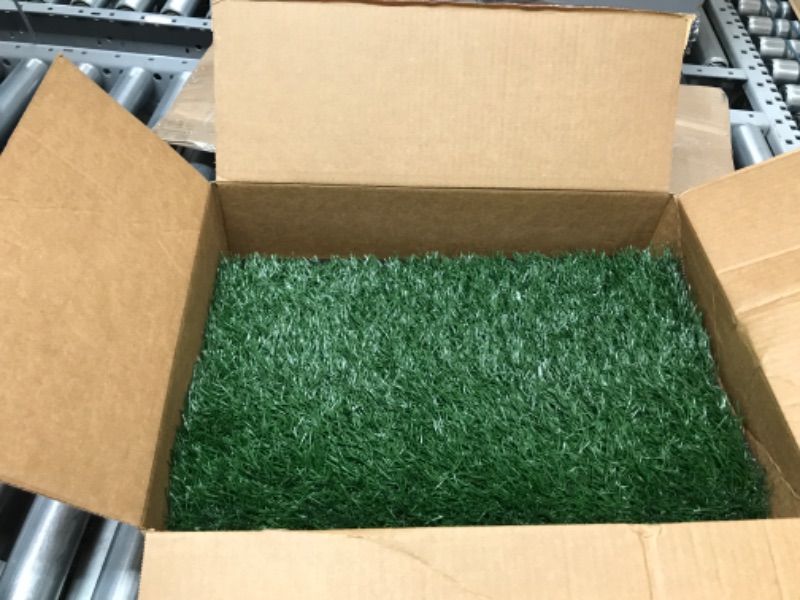 Photo 2 of *GRASS ONLY* Artificial Grass Puppy Pee Pad for Dogs and Small Pets - 20x25 Reusable 3-Layer Training Potty Pad with Tray - Dog Housebreaking Supplies by PETMAKER